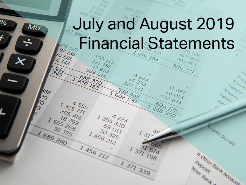 July and August 2019 Financial Statements