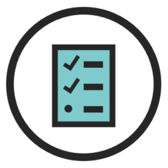 Icon of a checklist within a circle