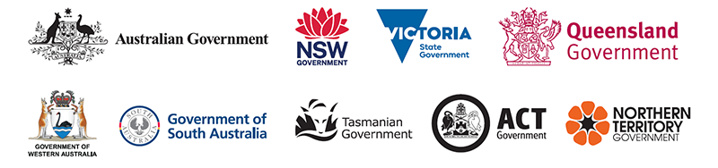 Logos of all the Data and Digital Ministers Meeting governments, all State, Territory and Federal Government logo