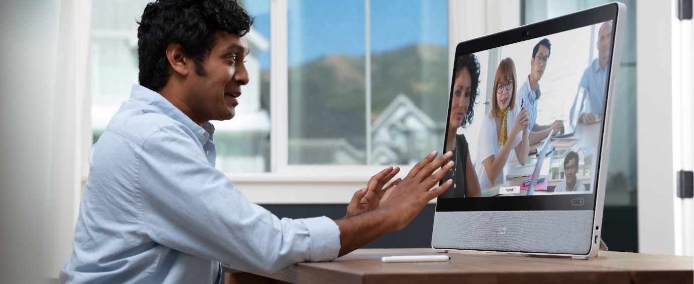 Image of a man video conferencing