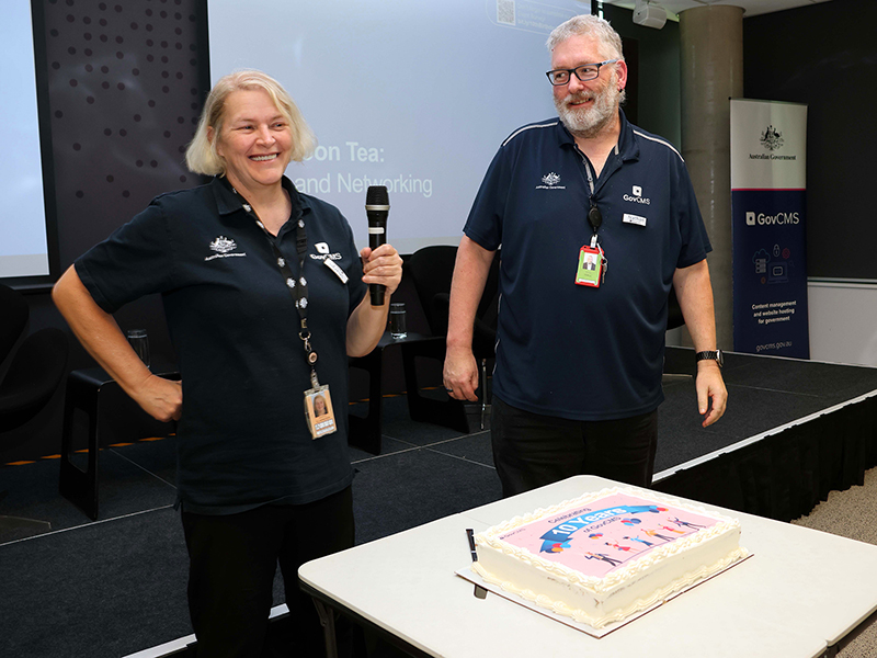 Sharyn Clarkson and Nathan Wall at the GovCMS 10th Anniversary Meetup Event