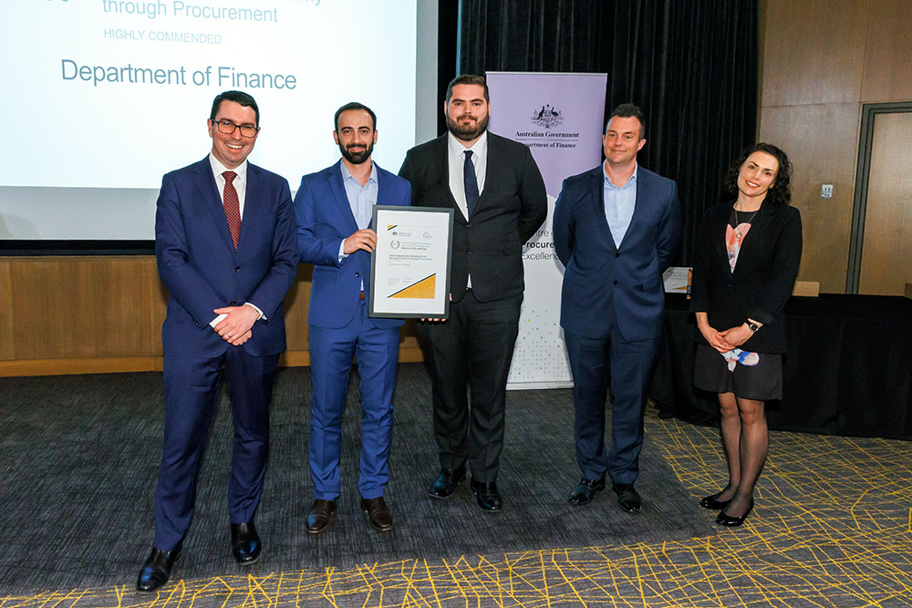 Photograph of the Generating Broader Benefits to the Australian Economy through Procurement Highly Commended award recipients